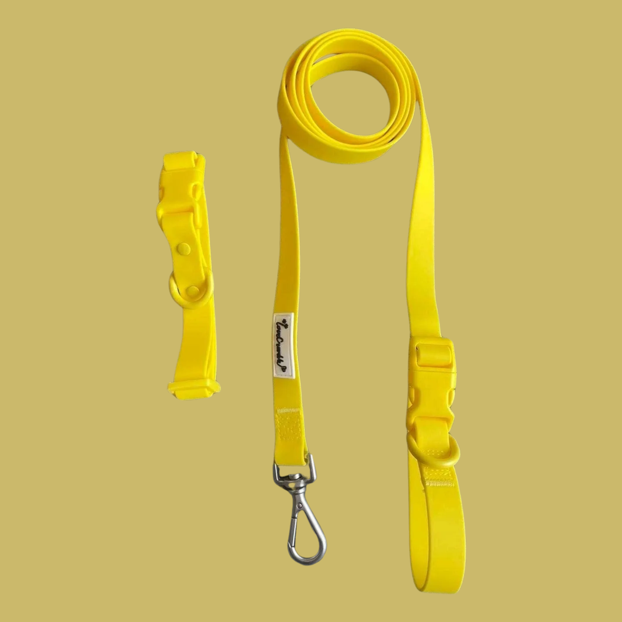 Biothane Wipe Clean Dog Lead & Collar - Macaron Yellow
