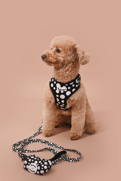 Polka Dog’ Set - Harness, Lead, Collar &amp; Poo Bag Holder