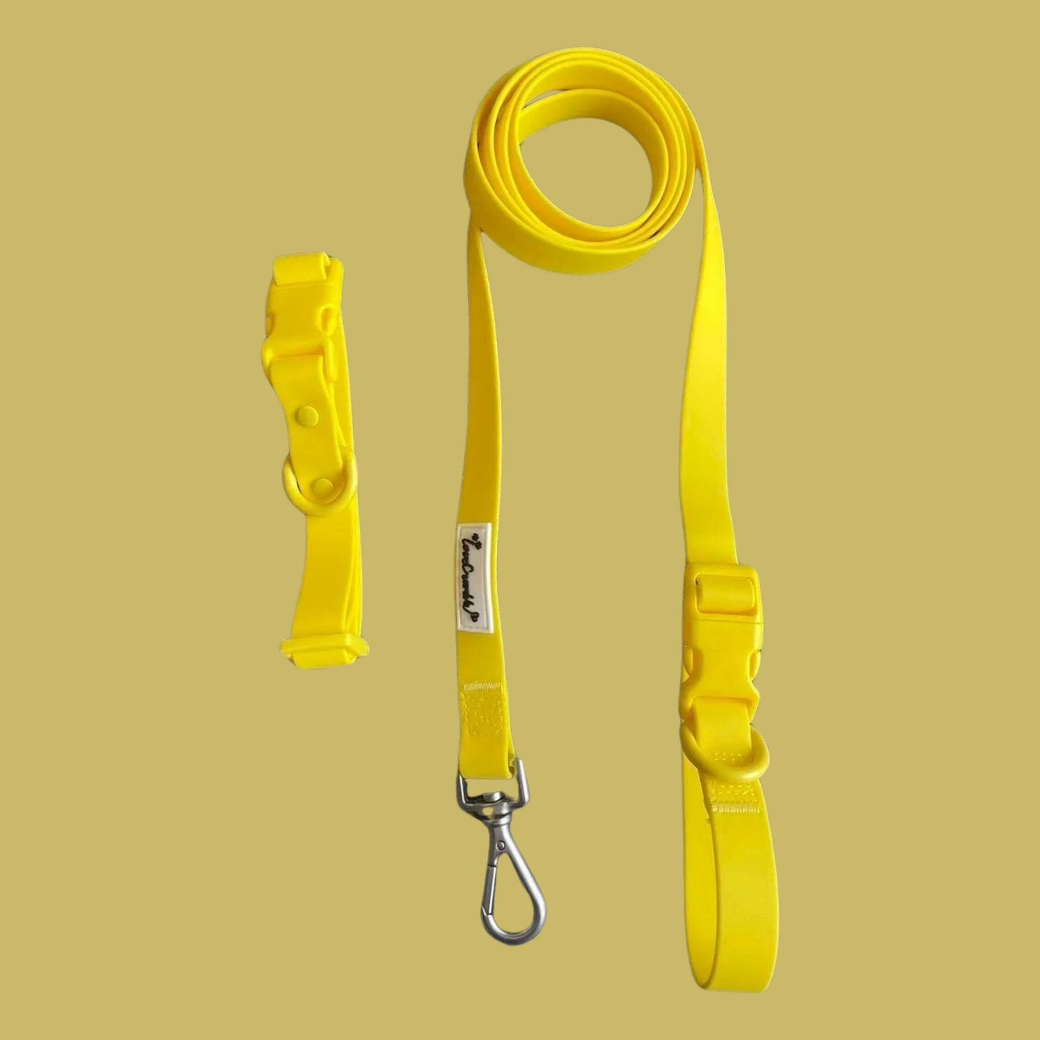 Biothane Wipe Clean Lead &amp; Collar - Macaron Yellow